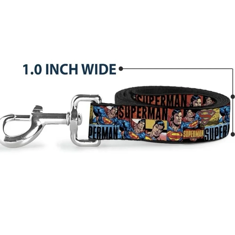 Dog Leash Superman Action Blocks Red Blue 6 Feet‎ Long 1.0 Inch Wide